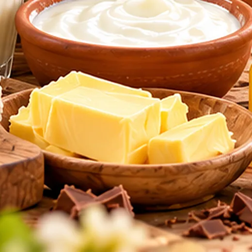 Blocks of butter in a wooden bowl