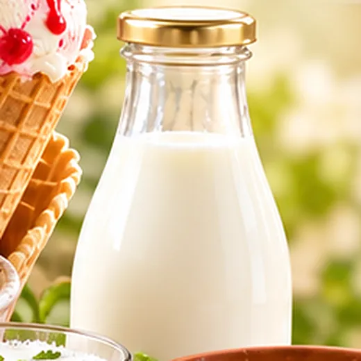 A glass bottle of milk with a gold cap